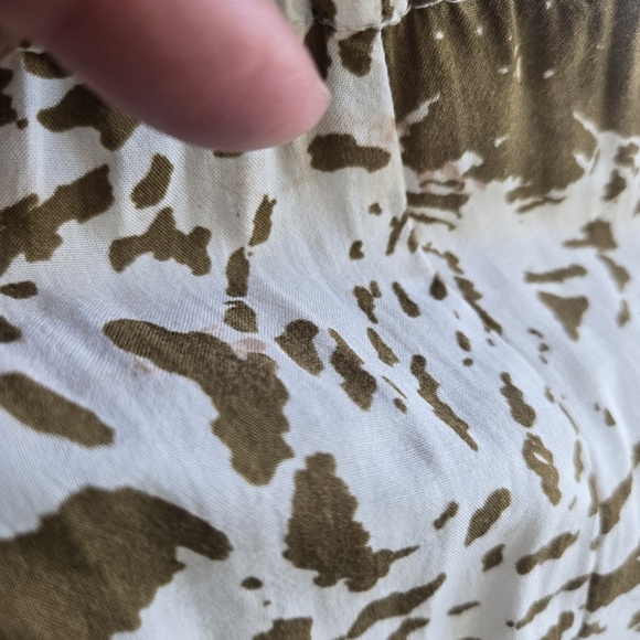 Blue Island Cream Olive Green Abstract Print Strapless Jumpsuit Size Small - Picture 10 of 17